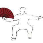 Zeichnung Fächer-Form Bild "Blätter fallen links und rechts"